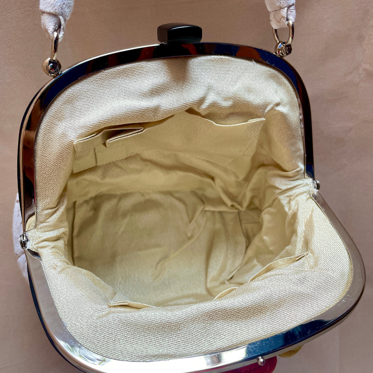 Japanese Handbag with Chirimen Flowers in Kimono Fabric