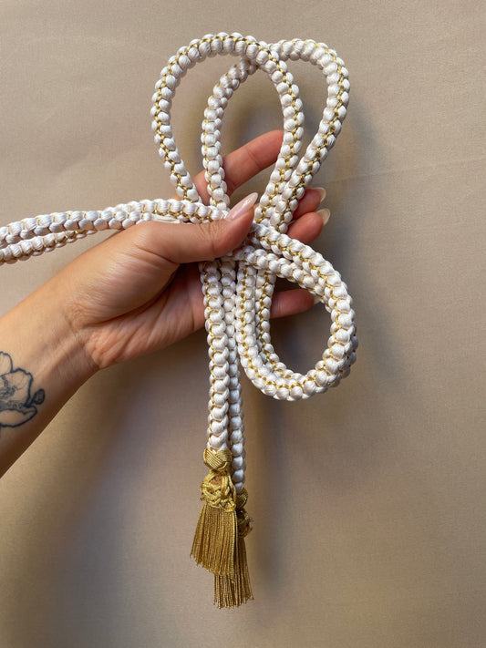 Obijme Belt White with Gold Ends