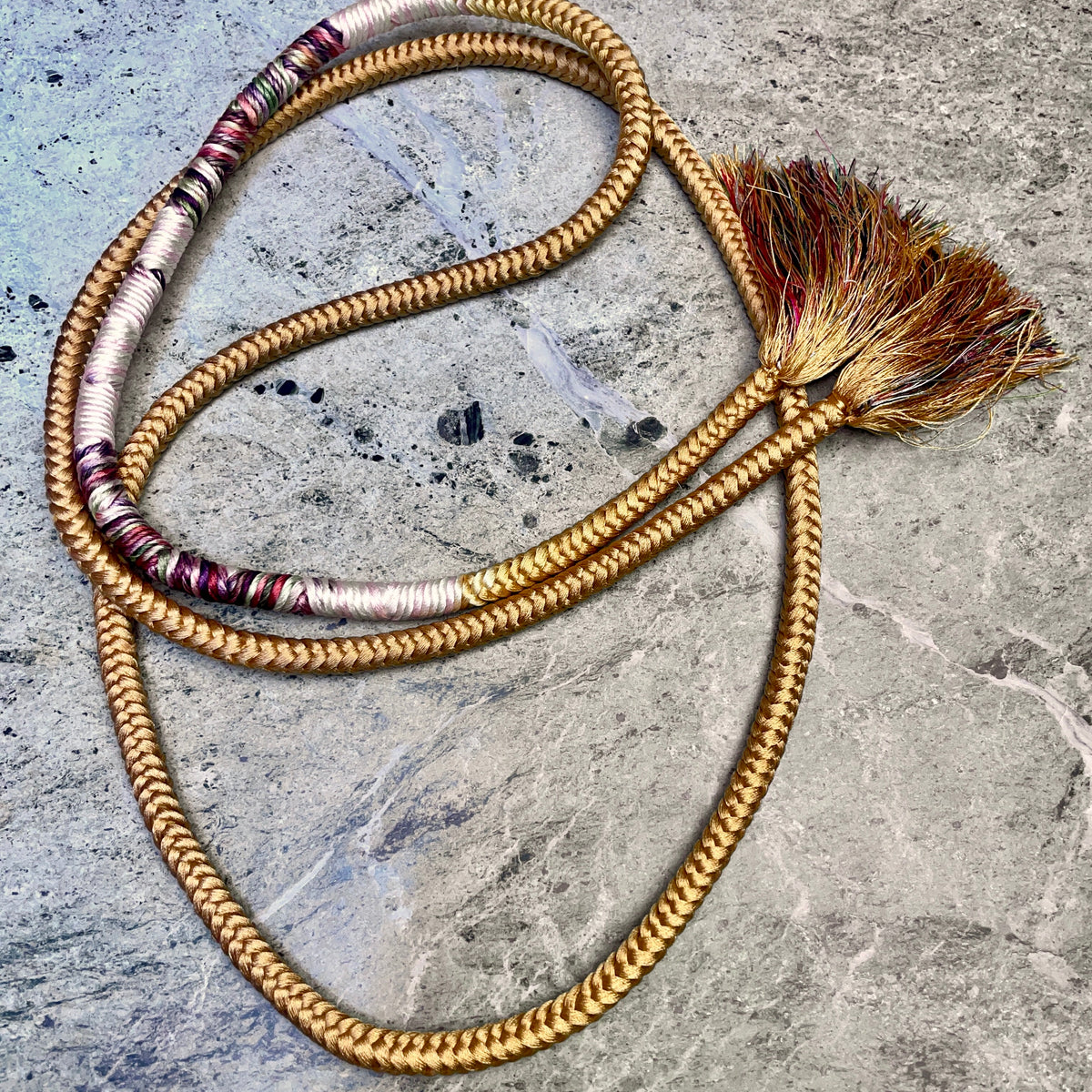 Obijime Belt Round Gold with Details in Silk