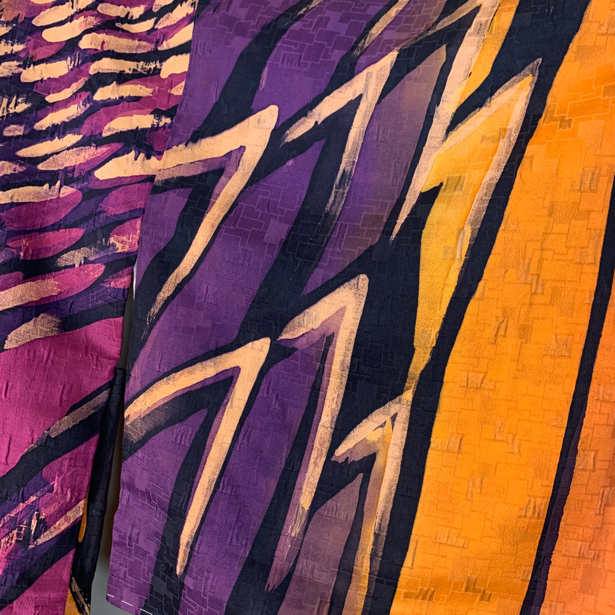 Haori Painted Orange Purple Black in Silk