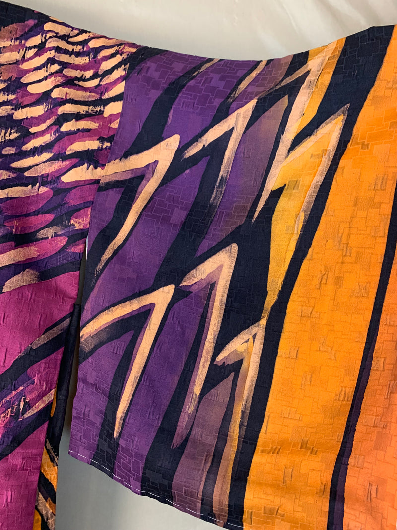 Haori Painted Orange Purple Black in Silk