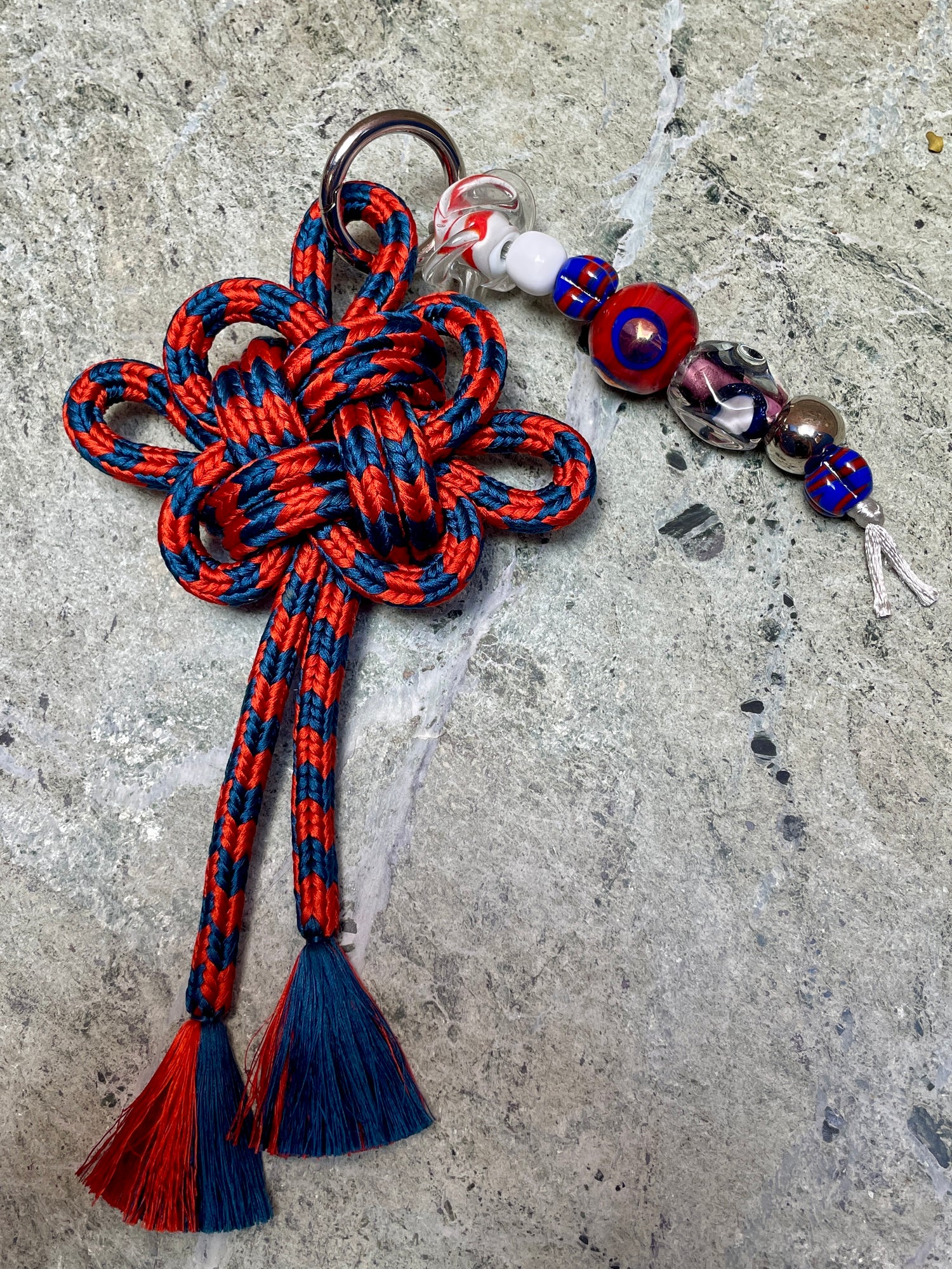 Obijime Bag Charm Burnt Orange & Blue