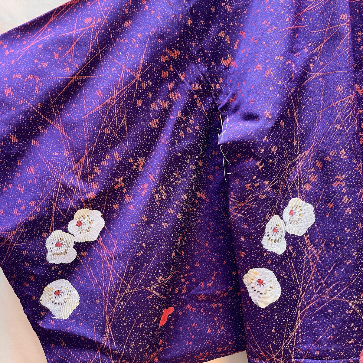 Haori Jacket Deep Purple Jacquard with Plum Flowers