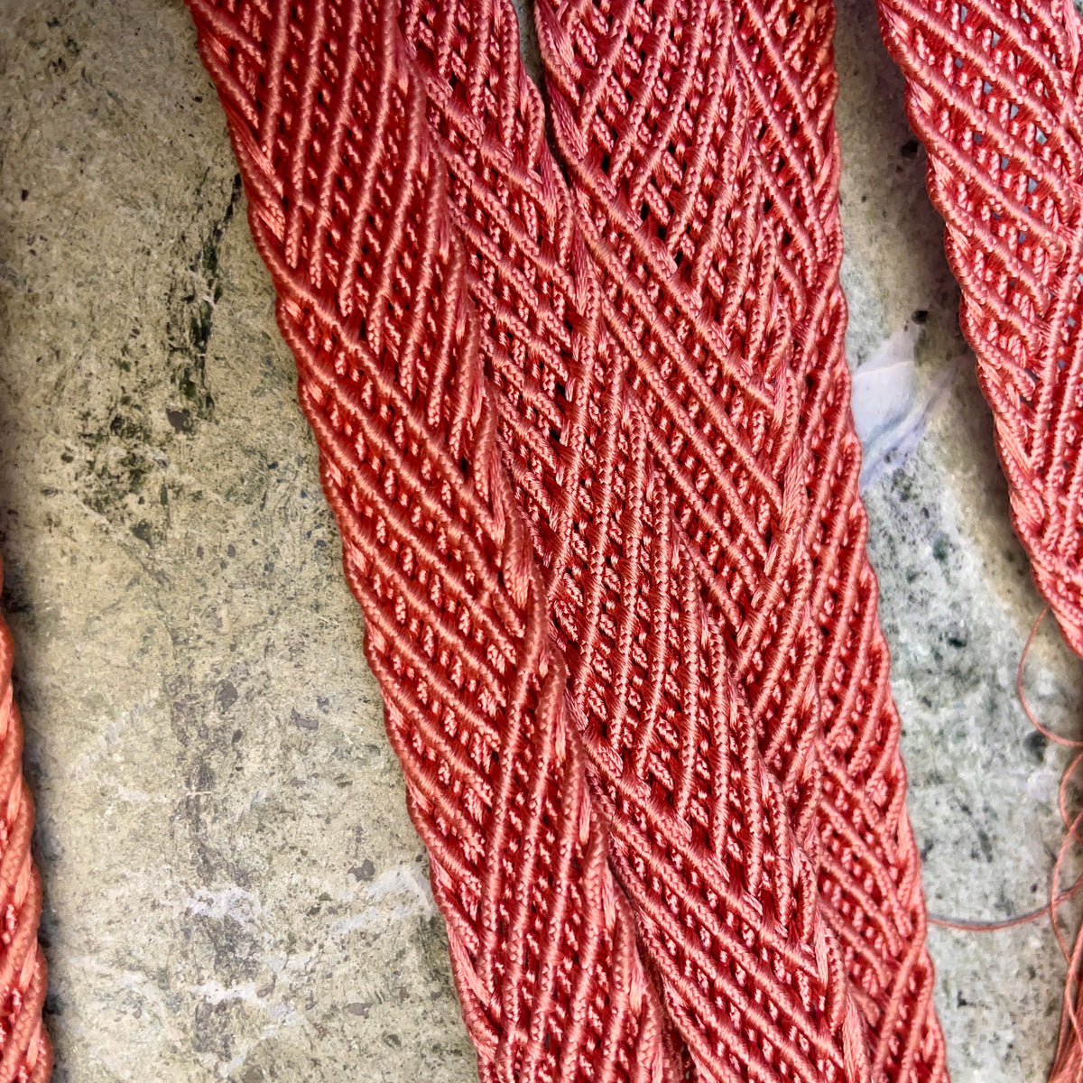 Obijime Belt Flat Braided in Mauve Pink Silk