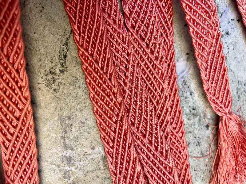 Obijime Belt Flat Braided in Mauve Pink Silk