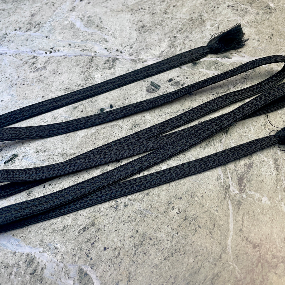 Obijime Belt Flat Black Braid in Silk