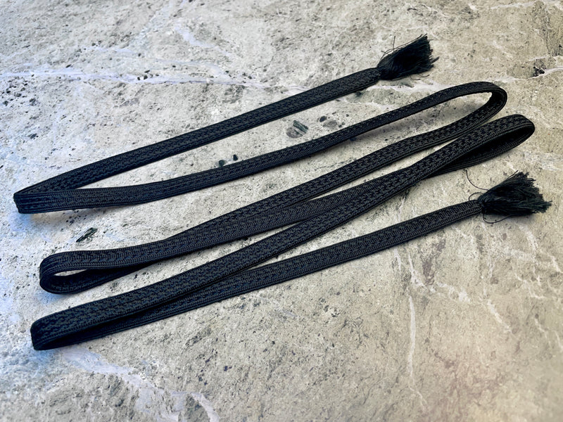 Obijime Belt Flat Black Braid in Silk