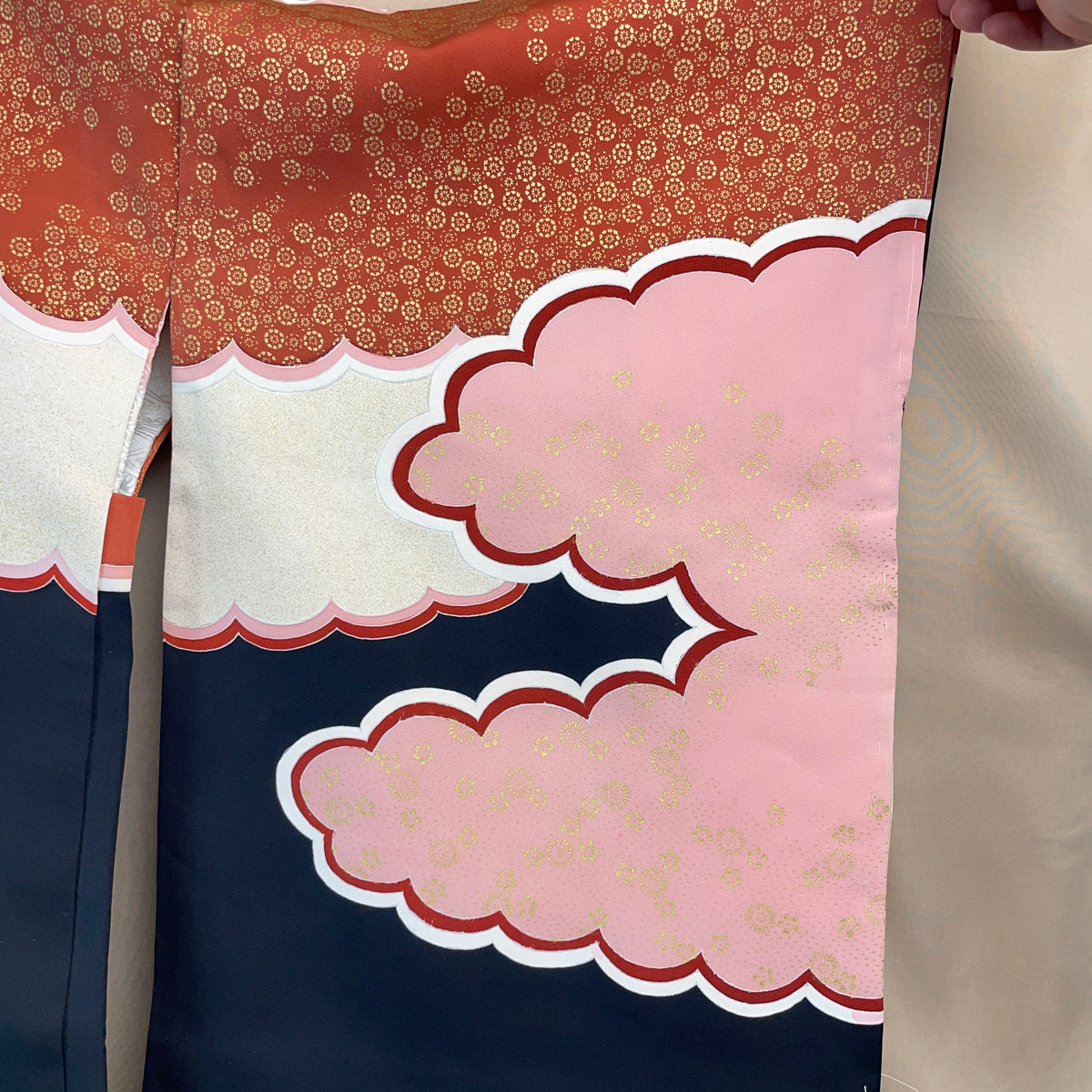 Haori Black and Pink Clouds