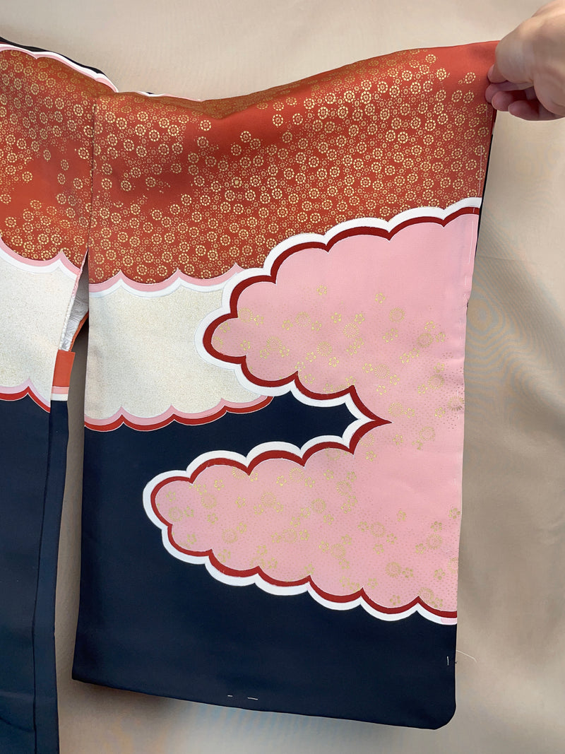 Haori Black and Pink Clouds