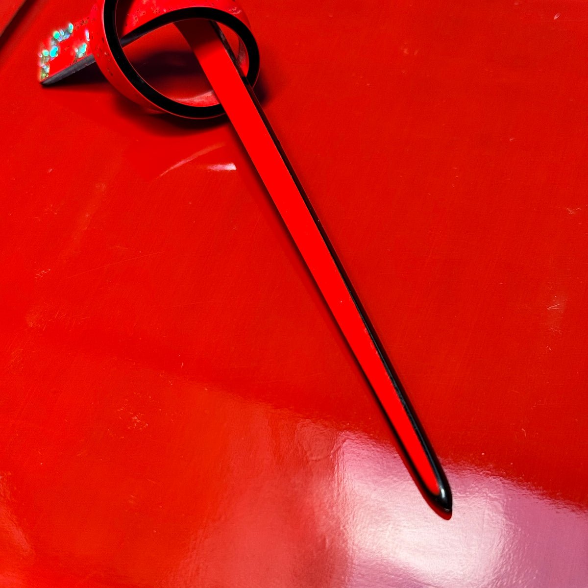 Hair Accessory Kanzashi Knot Red with Shimmer