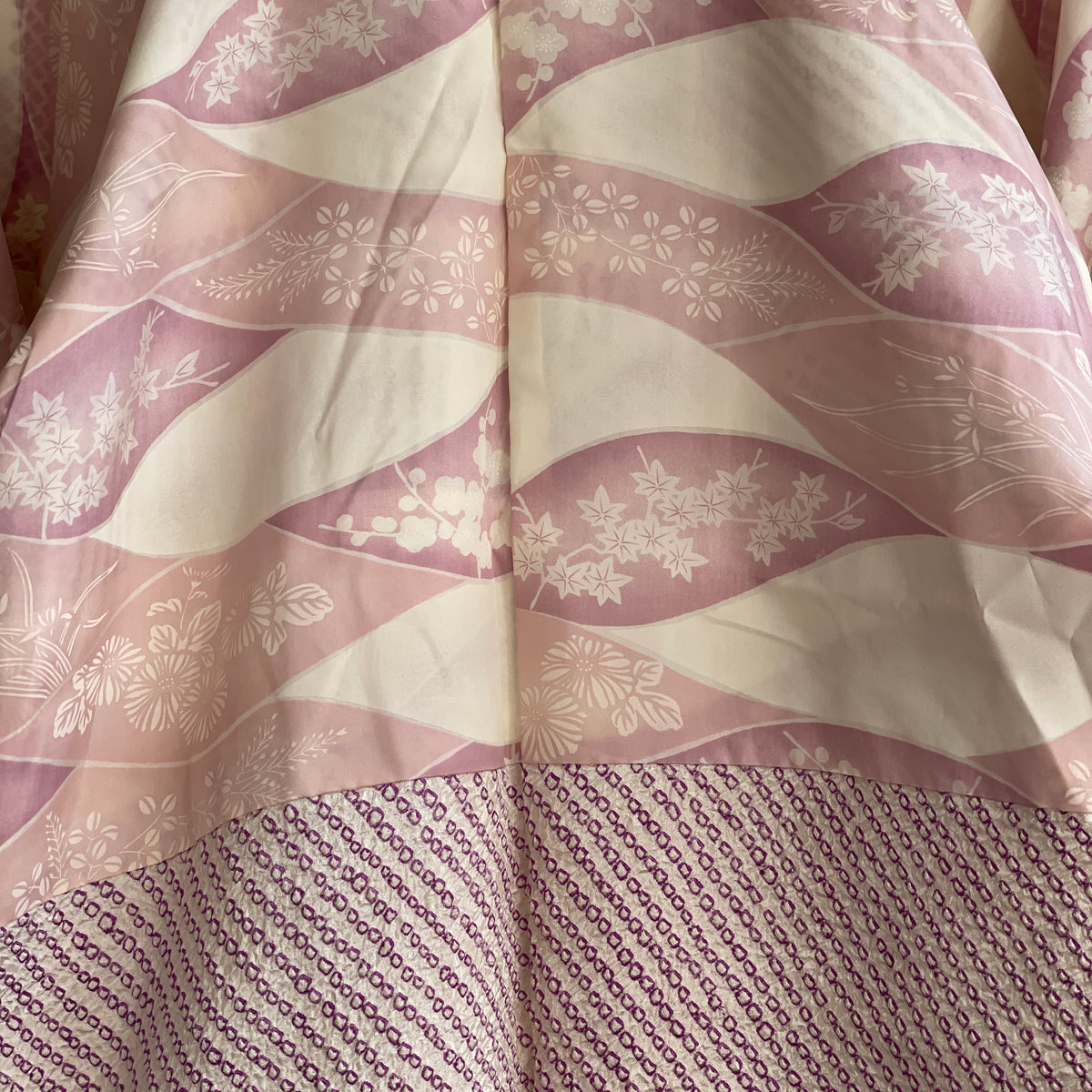 Haori White with Shibori Technique in Purple Silk