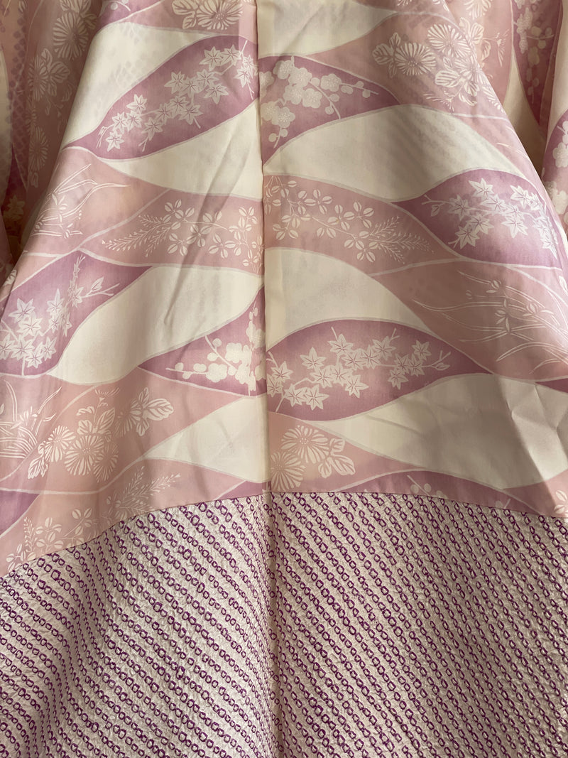 Haori White with Shibori Technique in Purple Silk