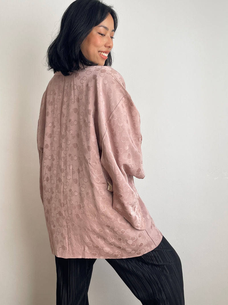 Haori Mauve Lavander with Bubbles Texture in Silk