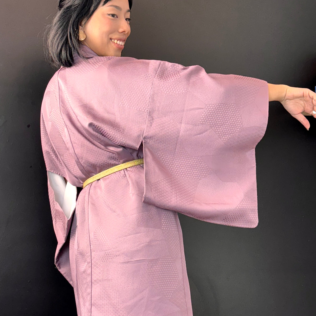 Haori Lavander Lilac with Geometric Patterns in Silk