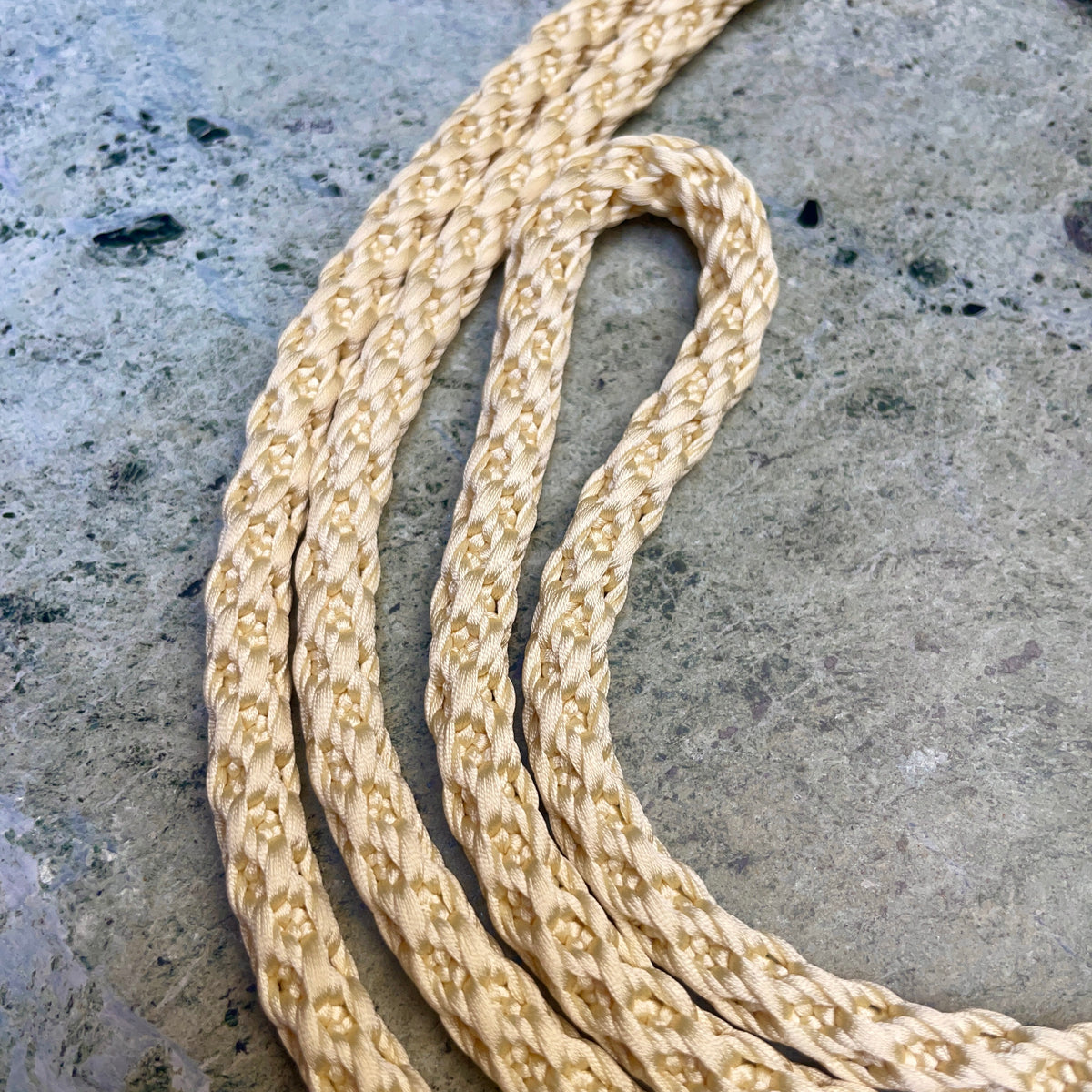 Obijime Belt Round Braided in Pale Yellow Cream in silk