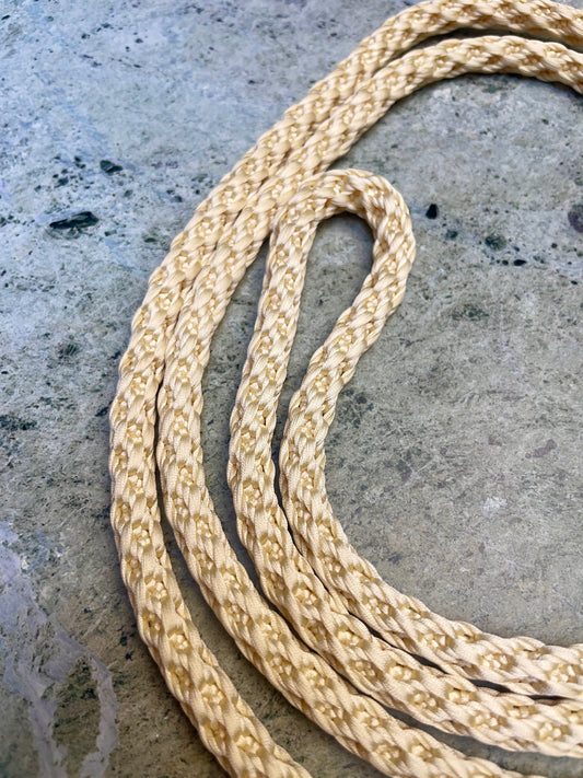 Obijime Belt Round Braided in Pale Yellow Cream in silk
