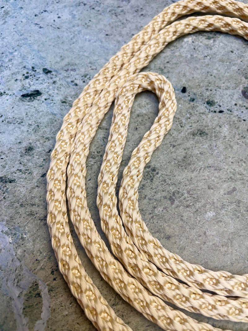 Obijime Belt Round Braided in Pale Yellow Cream in silk