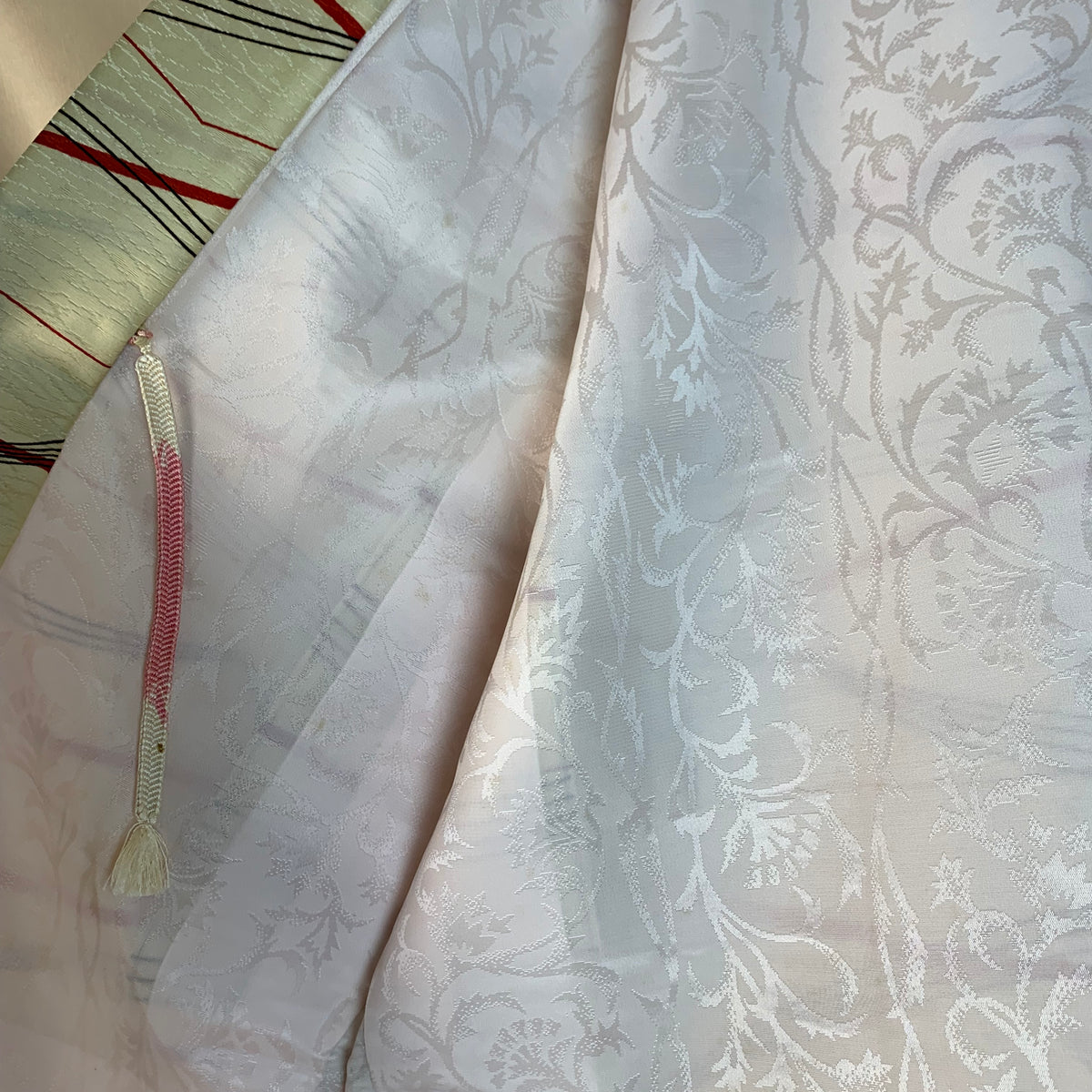 Haori Modern Art in Pale Yellow Silk
