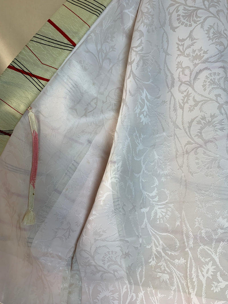 Haori Modern Art in Pale Yellow Silk