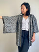 Haori Tsumugi Technique Dark Grey with Tiles in Silk