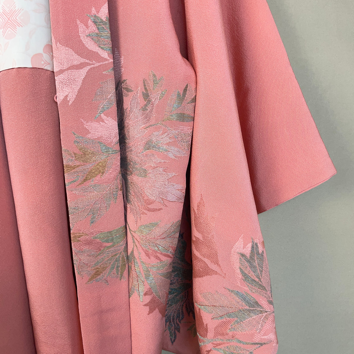 Haori Pink with Metallic Flowers Embroidered in Silk Crepe