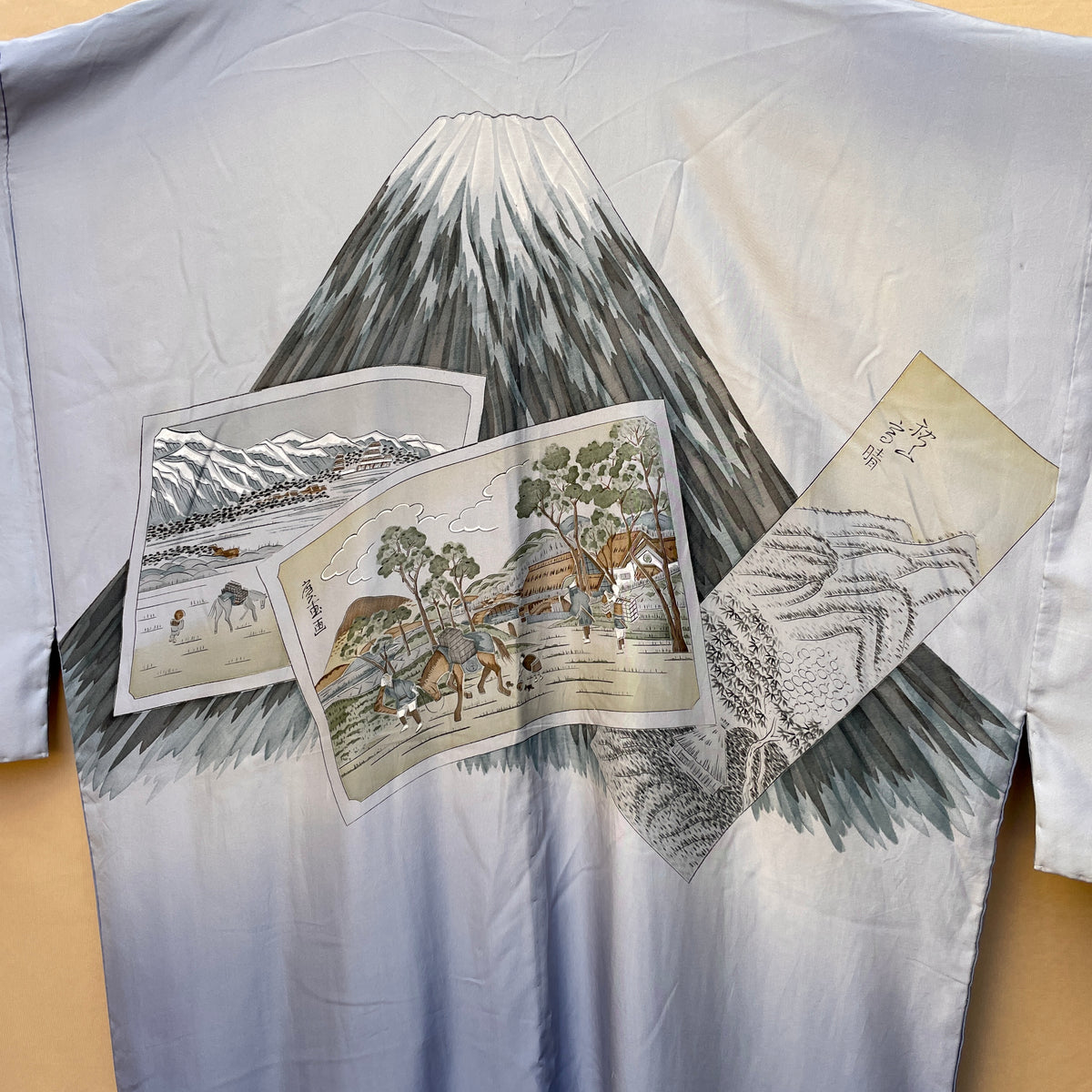 Kimono Nagajuban Mens with Mount Fuji