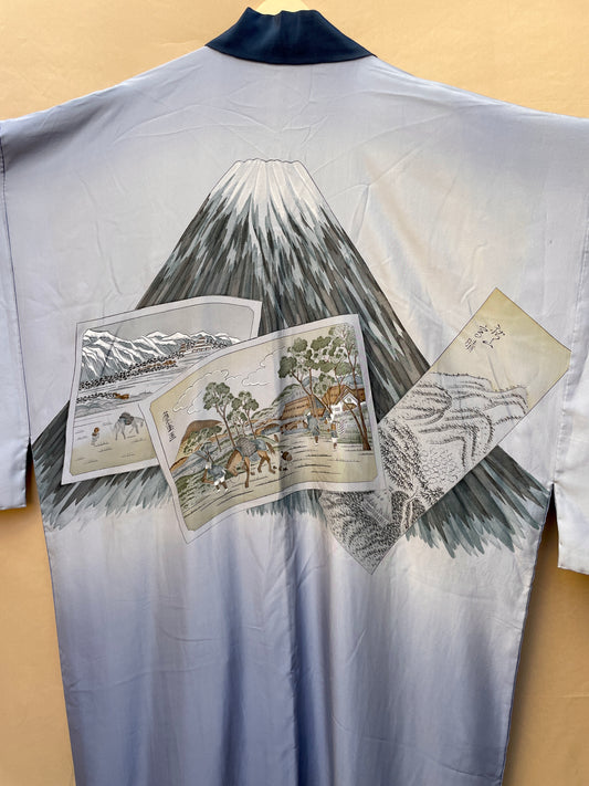 Kimono Nagajuban Mens with Mount Fuji