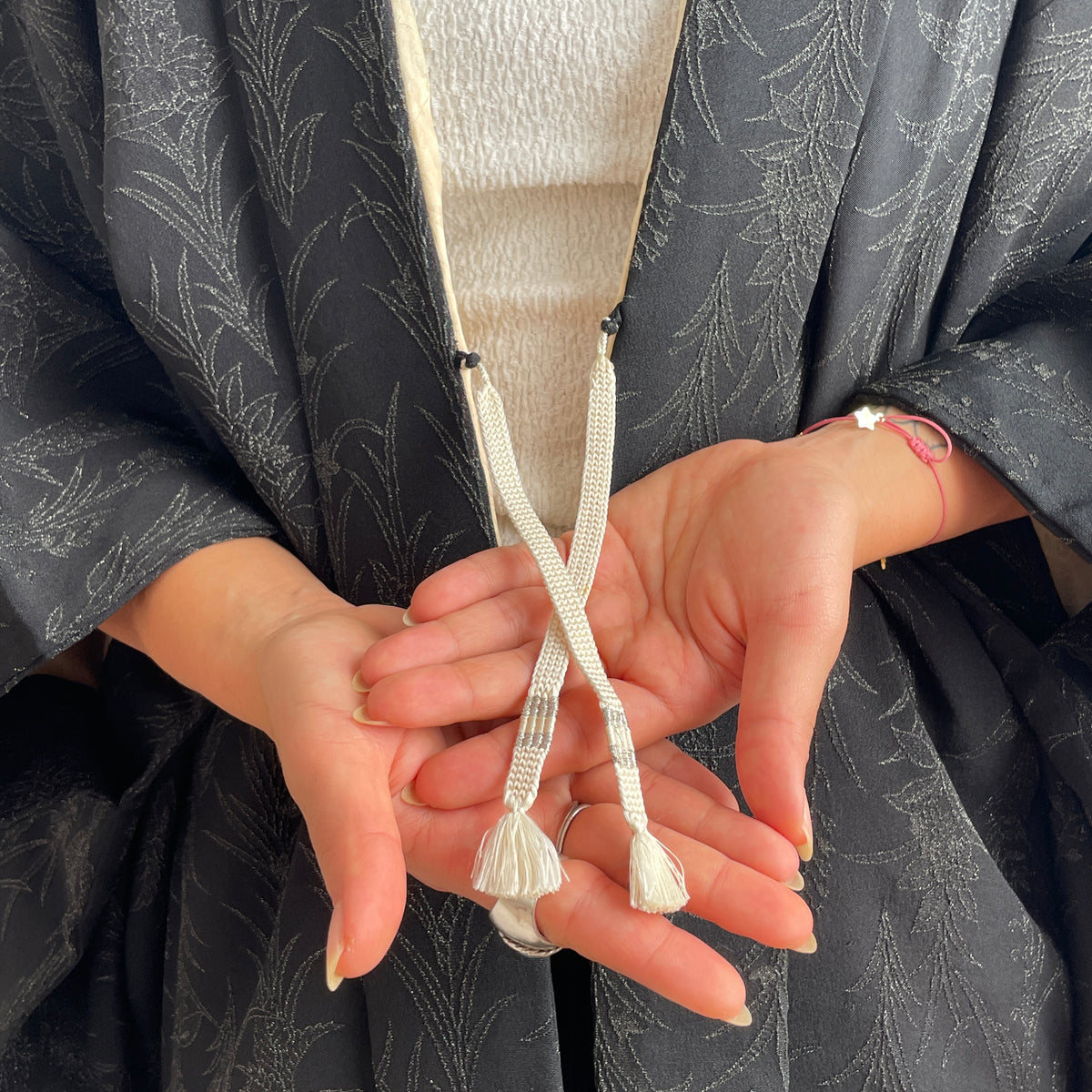 Haori Black with Black Metallic Embroidery in Silk