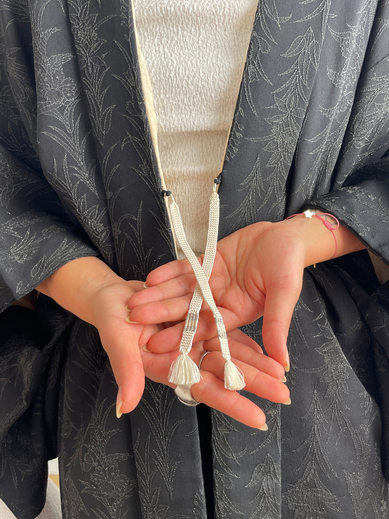 Haori Black with Black Metallic Embroidery in Silk