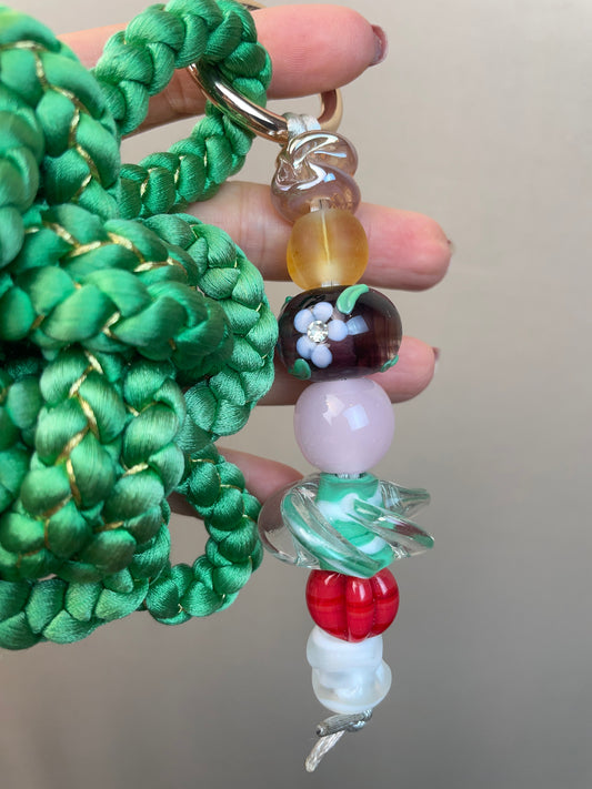 Obijime Bag Charm Green with Gold