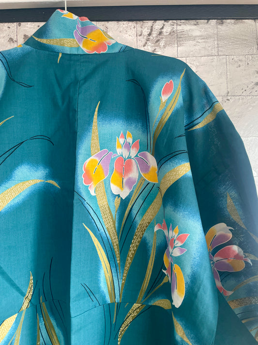 Yukata Kimono Deep Turquoise in Cotton