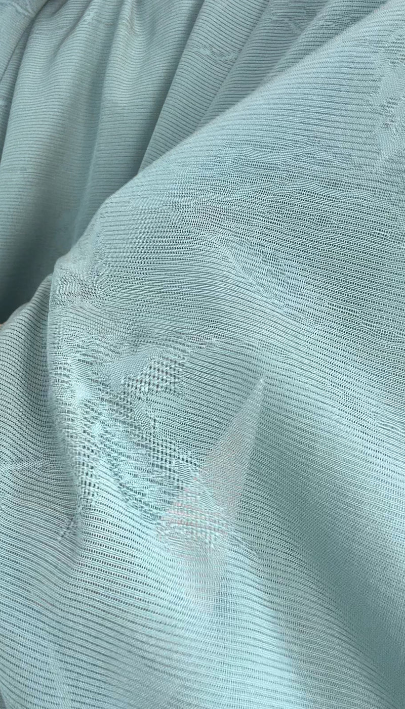 Kimono Summer Sheer with Leaves Blue in Silk