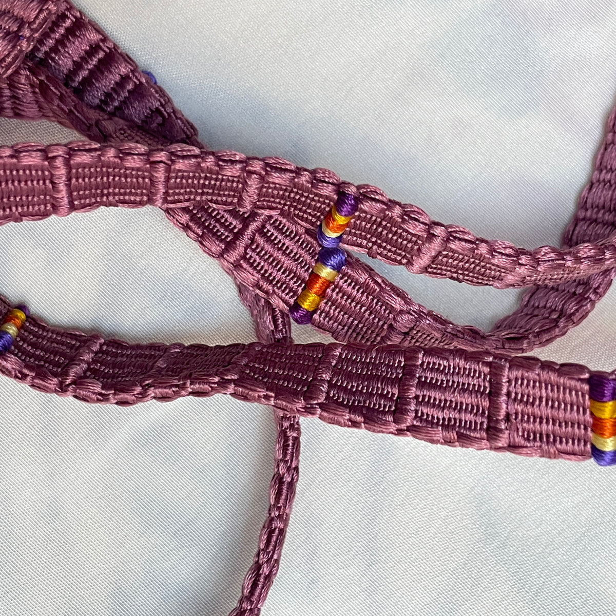 Obijime Belt Plum with Colorful Details in Silk