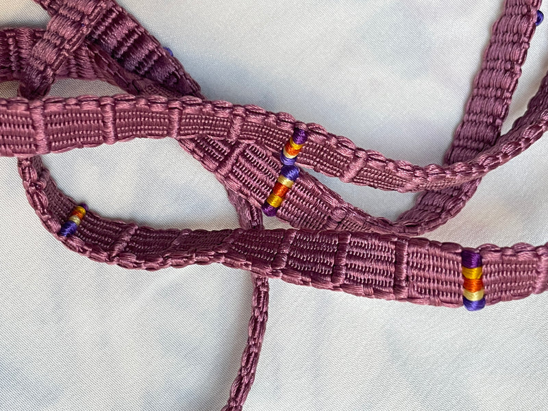Obijime Belt Plum with Colorful Details in Silk