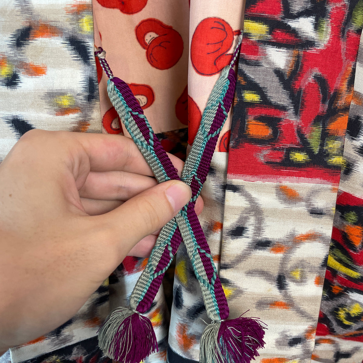 Haori Meisen Tsumugi Colorful Branches in Silk