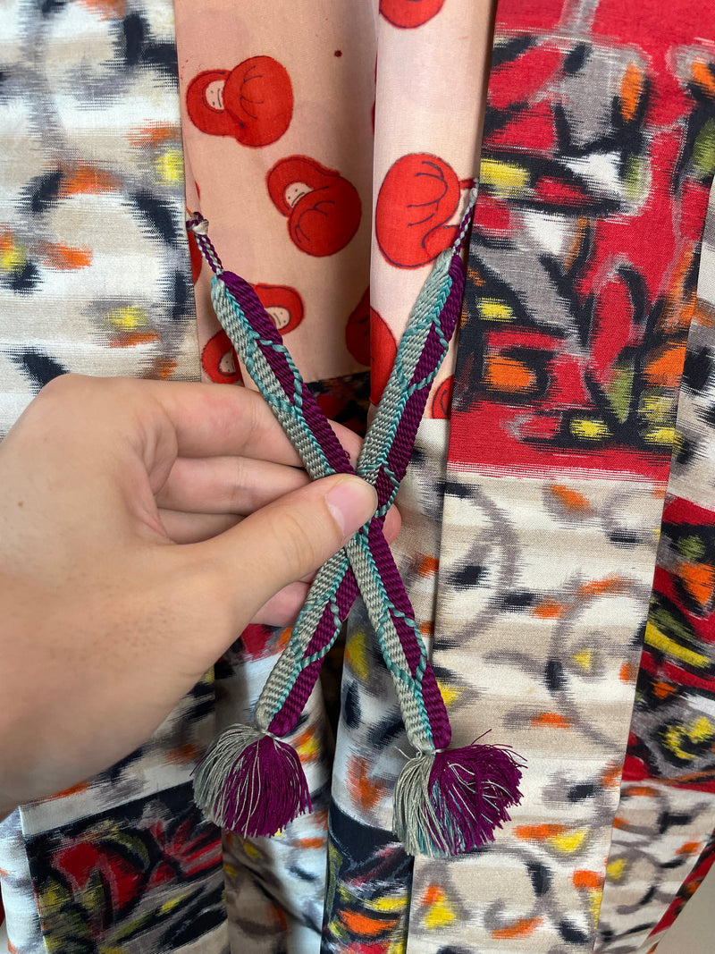 Haori Meisen Tsumugi Colorful Branches in Silk