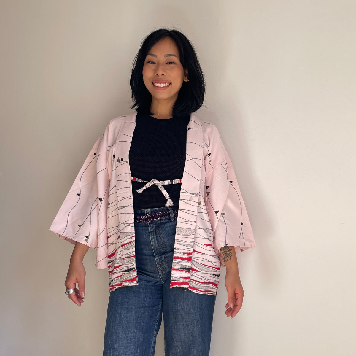 Haori Pastel Pink Crayon in Mixed Silk