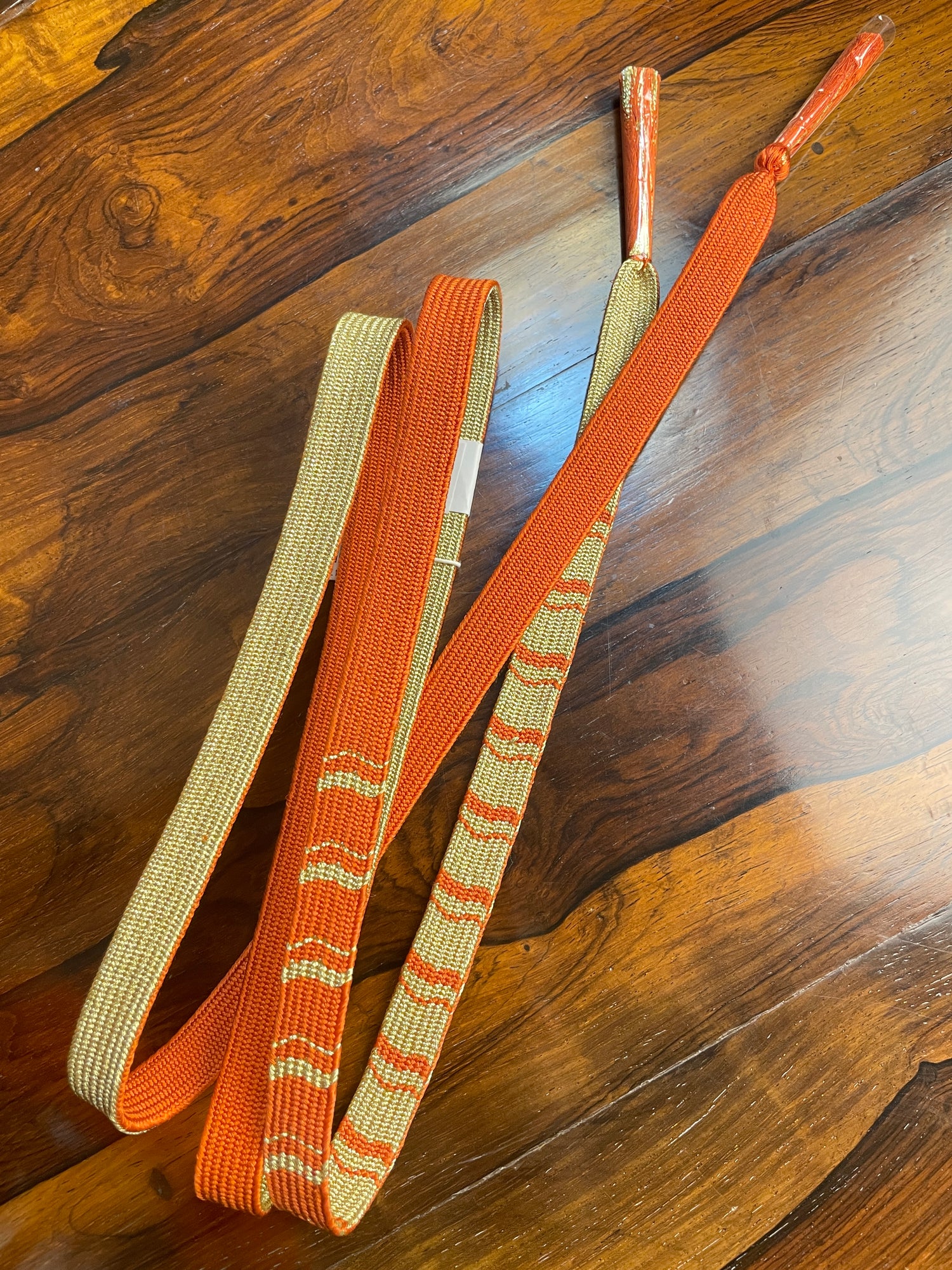 Obijime Double Sided Orange and Gold in Silk