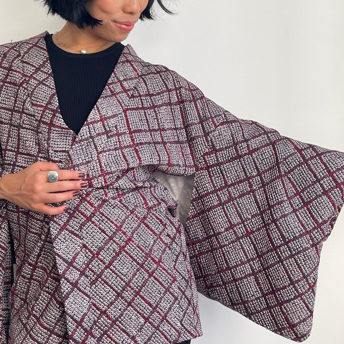 Haori in Shibori Technique Purple Silk
