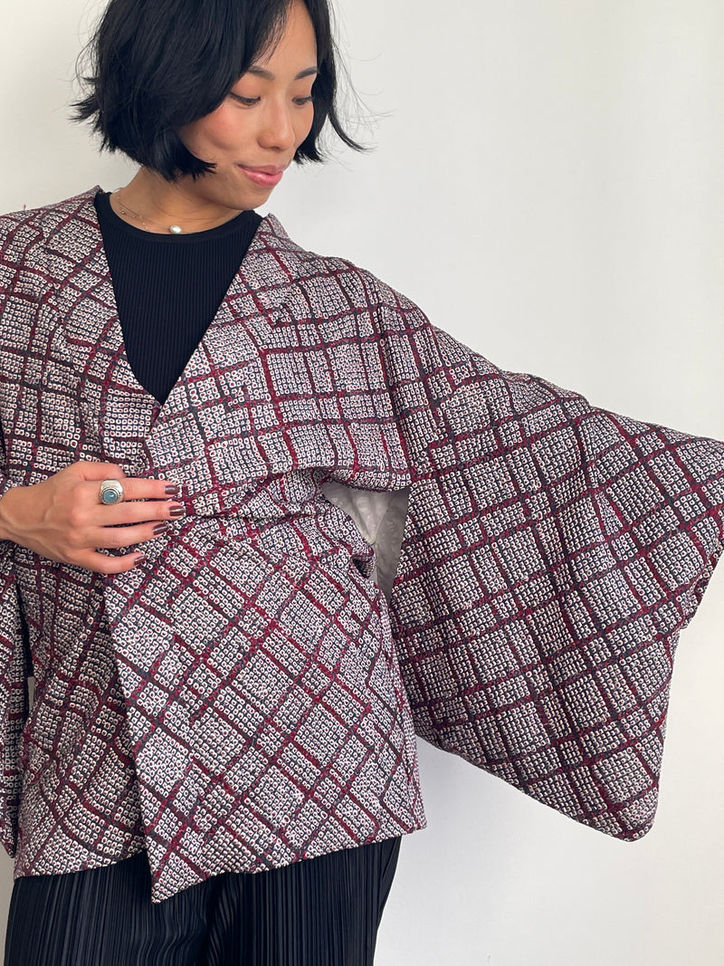 Haori in Shibori Technique Purple Silk