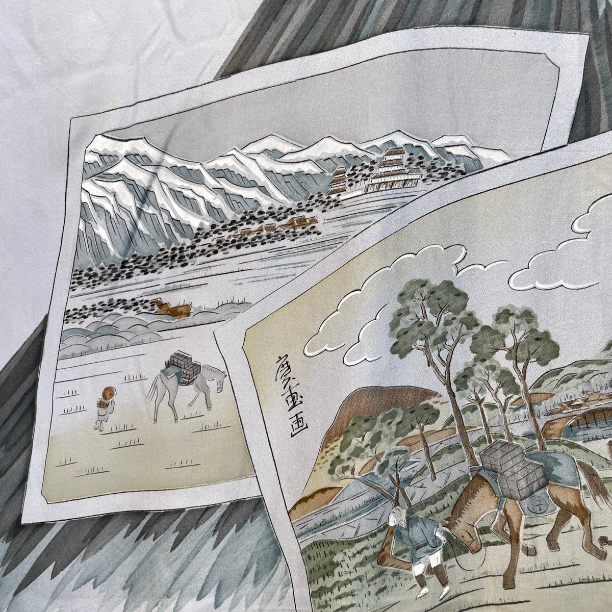 Kimono Nagajuban Mens with Mount Fuji