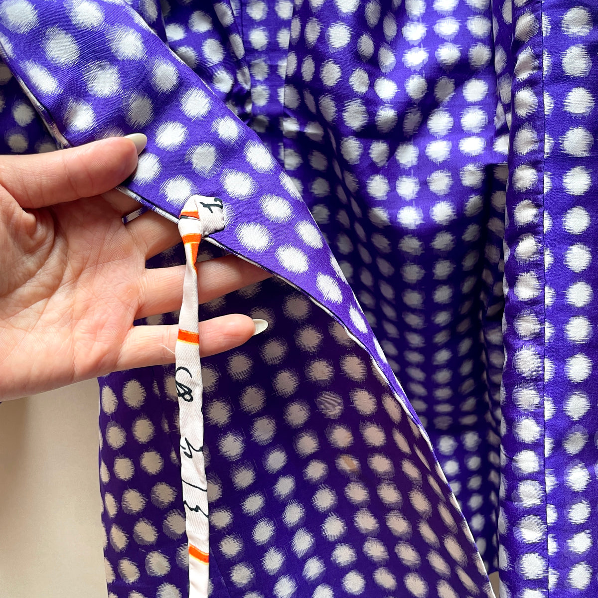 Michiyuki Jacket Antique Polka Dots in Purple in Tsumugi Silk