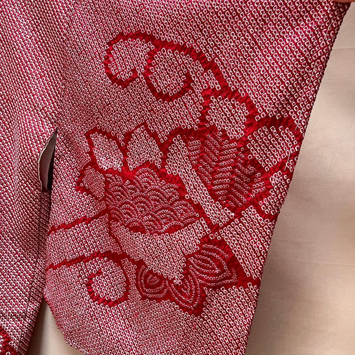 Haori Jacket Shibori Technique Dark Red in Silk