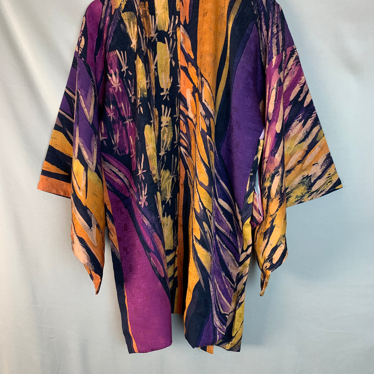Haori Painted Orange Purple Black in Silk