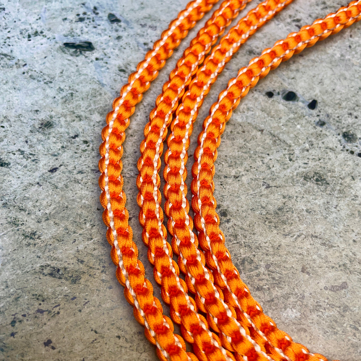 Obijime Belt Braided Round Orange with Siver in Silk