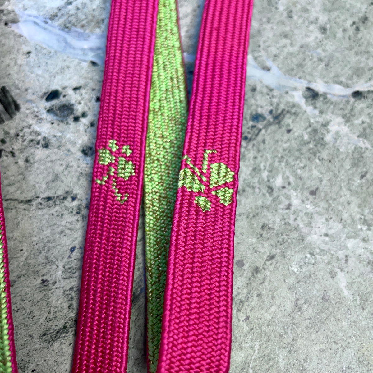 Obijime Belt Flat in Green Lime and Magenta in Silk