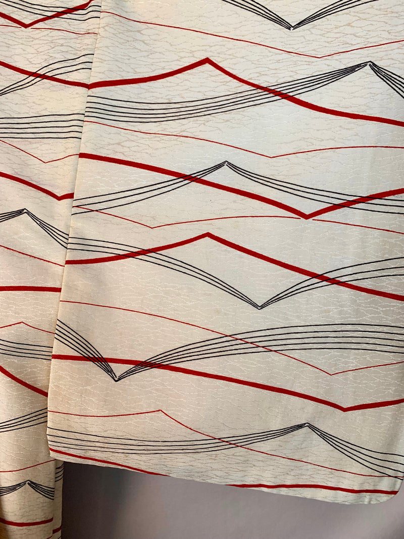 Haori Modern Art in Pale Yellow Silk