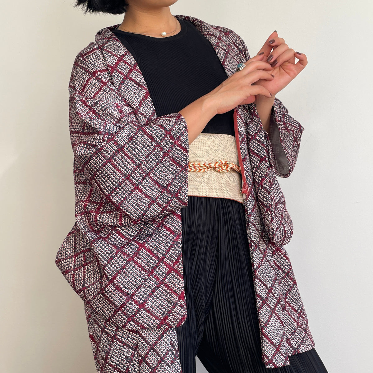 Haori in Shibori Technique Purple Silk