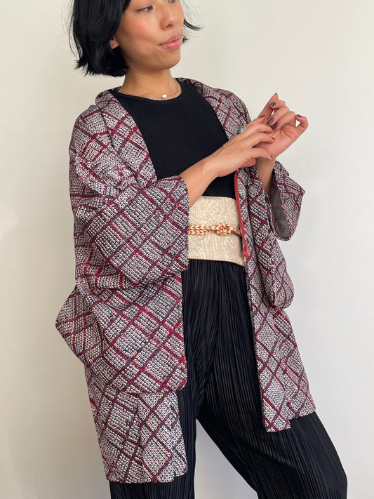 Haori in Shibori Technique Purple Silk