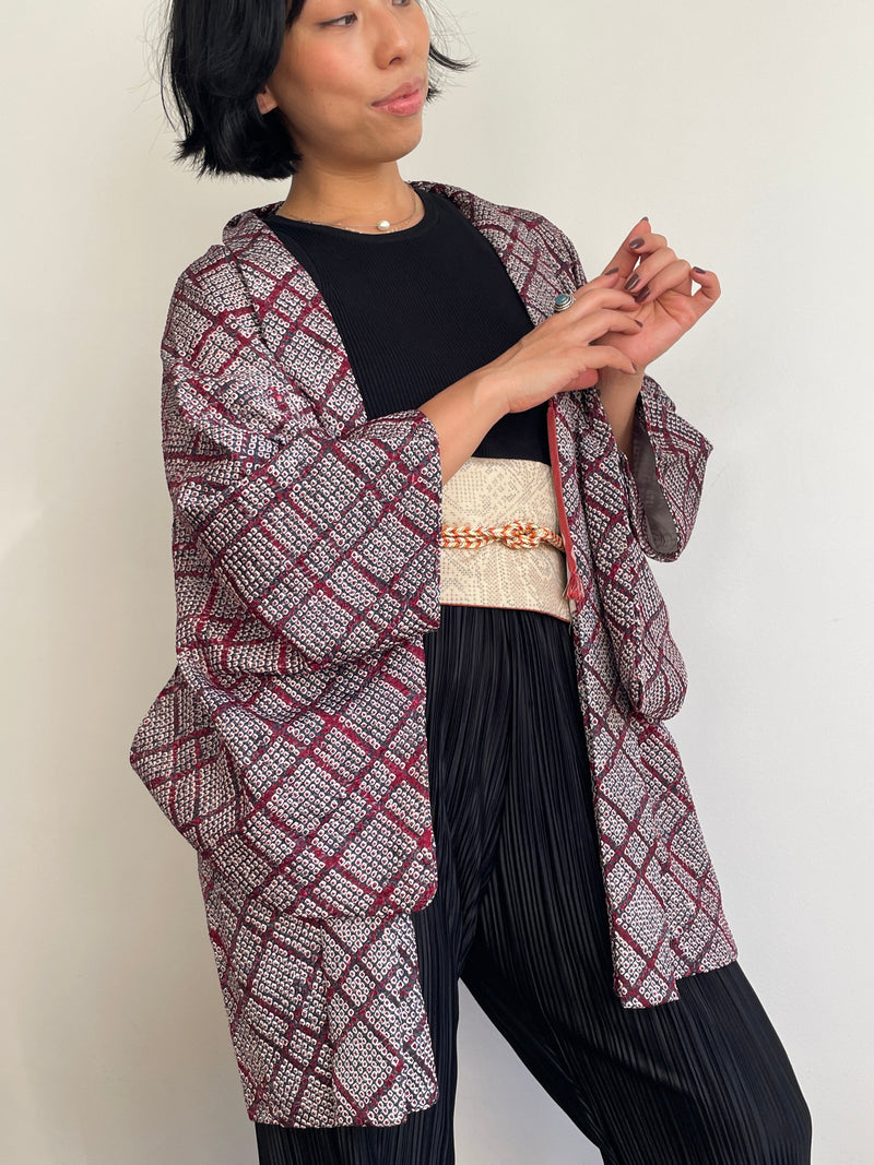 Haori in Shibori Technique Purple Silk